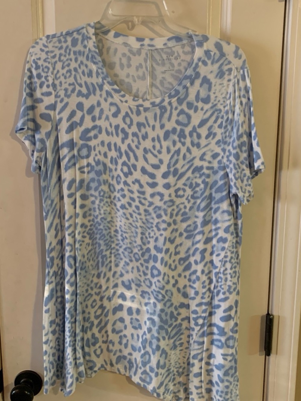 new directions Light Blue and White Animal Print Short-Sleeve Tee